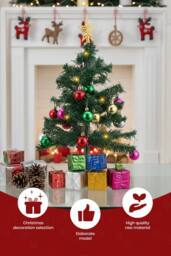 Living and Home 50cm Christmas Tree with Lights, Star Top & Ball Matching Gift Boxes - thumbnail 3