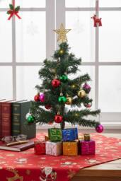 Living and Home 50cm Christmas Tree with Lights, Star Top & Ball Matching Gift Boxes - thumbnail 1