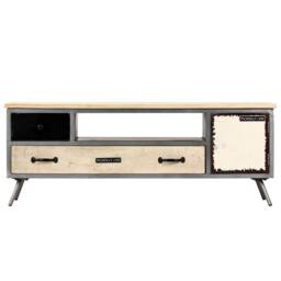 Berkfield Home TV Cabinet Solid Mango Wood & Steel 120x30x45 cm - Size: 120 x 30 x 45 cm - thumbnail 3