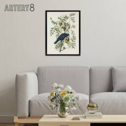 "Artery8 American Crow on Walnut Tree Audubon Nature Black Framed Canvas Art in White - Size: W24"" x H32""" - thumbnail 3