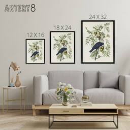 "Artery8 American Crow on Walnut Tree Audubon Nature Black Framed Canvas Art in White - Size: W24"" x H32""" - thumbnail 4