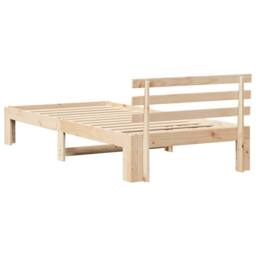 Berkfield Home Natural Pine Wood Bed Frame Natural Solid Pine wood 100 x 200 cm in Light Brown - thumbnail 7