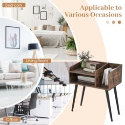 Gymax Set of 2 Modern Nightstand Brown 2-Tier Bedside End Table Open Shelves - Size: 2 Pack - thumbnail 6
