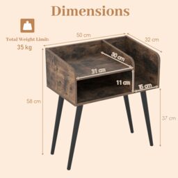 Gymax Set of 2 Modern Nightstand Brown 2-Tier Bedside End Table Open Shelves - Size: 2 Pack - thumbnail 2
