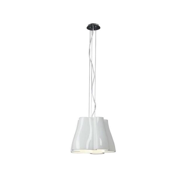 Netlighting Miss Dome Ceiling Pendant 3 Light E27 Gloss White Polished Chrome - image 1