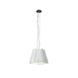 Netlighting Miss Dome Ceiling Pendant 3 Light E27 Gloss White Polished Chrome - thumbnail 1
