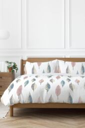 Copenhagen Home 'Flynn' Leaf Design Polycotton Duver Cover Set in White - Size: King - thumbnail 1