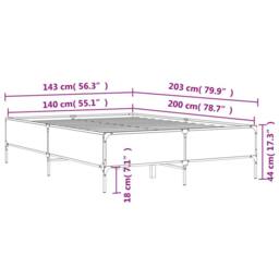 Berkfield Home Durable Bed Frame without Mattress Sonoma Oak 140x200 cm in Light Oak - thumbnail 9
