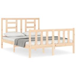 Berkfield Home Bed Frame with Headboard 120x200 cm Solid Wood in Natural