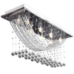 Berkfield Home Gorgeous White Ceiling Lamp with Glittering Glass Crystal Beads 8 in Silver - thumbnail 5