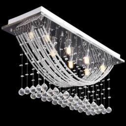 Berkfield Home Gorgeous White Ceiling Lamp with Glittering Glass Crystal Beads 8 in Silver - thumbnail 4