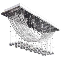 Berkfield Home Gorgeous White Ceiling Lamp with Glittering Glass Crystal Beads 8 in Silver - thumbnail 3