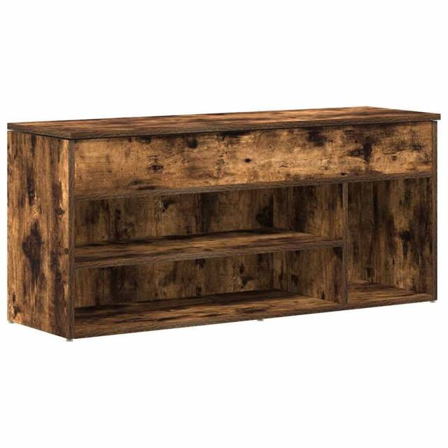 Berkfield Home Shoe Bench Smoked Oak 102x30.5x45 cm Engineered Wood in Brown - image 1