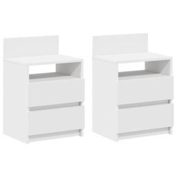 Berkfield Home Bedside Cabinets 2 pcs with 2 Drawers White 40x33x60 cm - Size: 40 x 33 x 60 cm - thumbnail 2