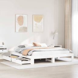 Berkfield Home Full Bed Frame without Mattress White 180x200 cm Super King Solid - thumbnail 2
