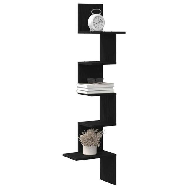 Berkfield Home Wall Corner Shelf Black 32x32x127, 5 cm Engineered Wood - image 1