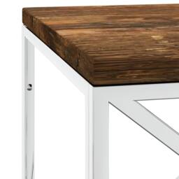 Berkfield Home Coffee Table Stainless Steel & Solid Wood Reclaimed in Silver - thumbnail 5