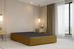 "Nexus Mattresses Ltd Portofino Plush Divan 2 Drawers Foot-End 54""Winged Headboard in Mustard - Size: Small Double" - thumbnail 7