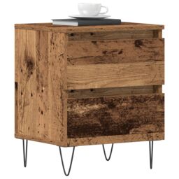 Berkfield Home Bedside Cabinet Old Wood 40x35x50 cm Engineered Wood in Brown - Size: 40 x 35 x 50 cm - thumbnail 3