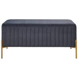 Wyld and Coco Velvet Bench Black Upholstery with Gold Metal Legs 91 x 47 cm - thumbnail 3