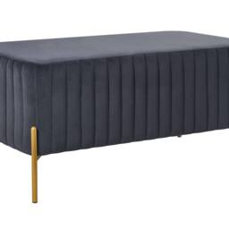 Wyld and Coco Velvet Bench Black Upholstery with Gold Metal Legs 91 x 47 cm - thumbnail 2