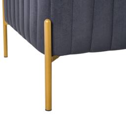 Wyld and Coco Velvet Bench Black Upholstery with Gold Metal Legs 91 x 47 cm - thumbnail 7