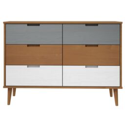 Berkfield Home Drawer Cabinet MOLDE Brown 113x40x80 cm Solid Wood Pine - Size: 113 x 40 x 80 cm - thumbnail 4