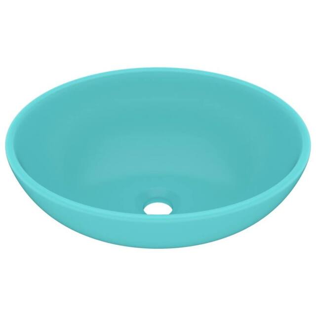 Berkfield Home Luxury Basin Oval-shaped Matt Light Green 40x33 cm Ceramic in Aqua - image 1