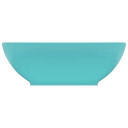 Berkfield Home Luxury Basin Oval-shaped Matt Light Green 40x33 cm Ceramic in Aqua - thumbnail 3