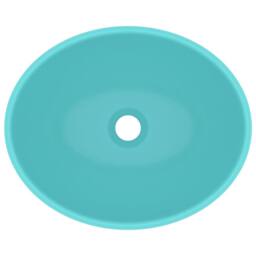 Berkfield Home Luxury Basin Oval-shaped Matt Light Green 40x33 cm Ceramic in Aqua - thumbnail 4