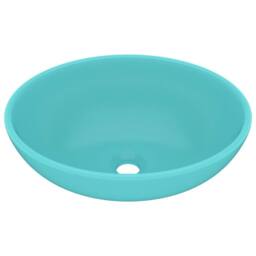 Berkfield Home Luxury Basin Oval-shaped Matt Light Green 40x33 cm Ceramic in Aqua - thumbnail 1