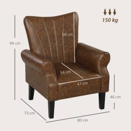 NESTLUNE Upholstered Modern Accent Chair, Armchair with Wood Legs in Brown - Size: 100 cm x 15 cm - thumbnail 2