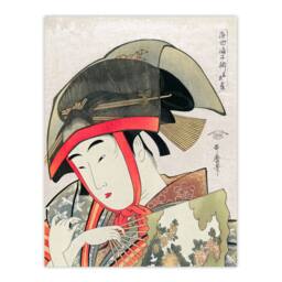 Artery8 Utamaro Kitagawa Framed Wall Art Print Woman Dancer With Fan in Green - Size: A4 - thumbnail 3