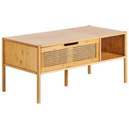 Wyld and Coco Bamboo and Rattan Lift-Top Coffee Table 99 x 48 cm with Storage in Natural - thumbnail 6