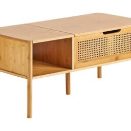 Wyld and Coco Bamboo and Rattan Lift-Top Coffee Table 99 x 48 cm with Storage in Natural - thumbnail 2