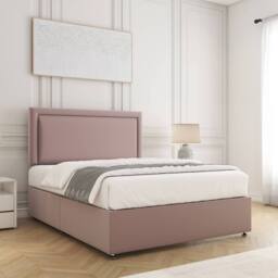 "BSSPOKE Ella Divan Bed Plush Velvet 24"" Headboard & No Mattress No Drawers in Pink - Size: King" - thumbnail 3