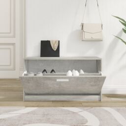 Berkfield Home Shoe Bench Concrete Grey 80x24x45 cm Engineered Wood - Size: 80 x 24 x 45 cm - thumbnail 3