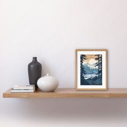 "Artery8 Wall Art Print Lake View in Rainforest Landscape Artwork Framed 9X7 Inch in Beige - Size: W7"" x H9""" - thumbnail 2