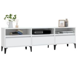 Berkfield Home TV Cabinet White 150x30x44.5 cm Engineered Wood - thumbnail 4