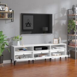 Berkfield Home TV Cabinet White 150x30x44.5 cm Engineered Wood - thumbnail 3