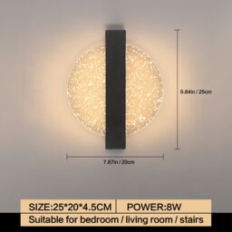 COMELY 12W Round Acrylic Modern Wall Lamp, Black, 3000K/4500K/6500K in Black - thumbnail 8