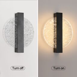 COMELY 12W Round Acrylic Modern Wall Lamp, Black, 3000K/4500K/6500K in Black - thumbnail 9