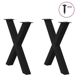 Berkfield Home Dining Table Legs X-Shaped 2 pcs Black 80x(72-73) cm Steel - thumbnail 3