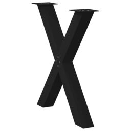 Berkfield Home Dining Table Legs X-Shaped 2 pcs Black 80x(72-73) cm Steel - thumbnail 4