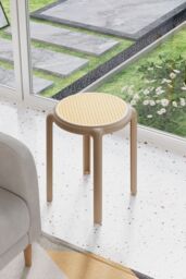 Living and Home 6 PCS Minimalist Plastic Backless Stacking Stool in Light Brown - thumbnail 3