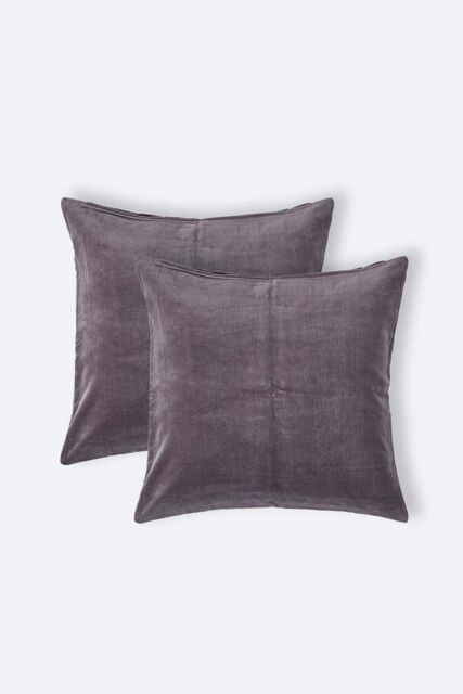 Homescapes Set of 2 Velvet Cushion Covers in Dark Grey - Size: 40 cm x 40 cm - image 1