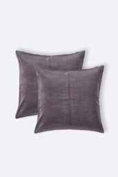 Homescapes Set of 2 Velvet Cushion Covers in Dark Grey - Size: 40 cm x 40 cm - thumbnail 1