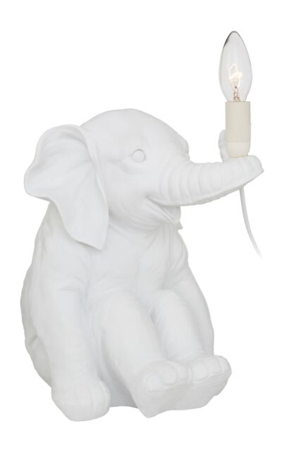Orsina Quirky Gold Elephant Table Lamp, Handcrafted Decorative Animal Lamp With Intricate Texture, Playful Lighting in White - image 1