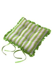 Homescapes Reversible Green Frilled Cushion Seat Pad with Ties Retro Flower - Size: 40 cm x 40 cm - thumbnail 2