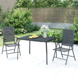 Berkfield Home 3 Piece Garden Dining Set Anthracite Steel in Black - thumbnail 1